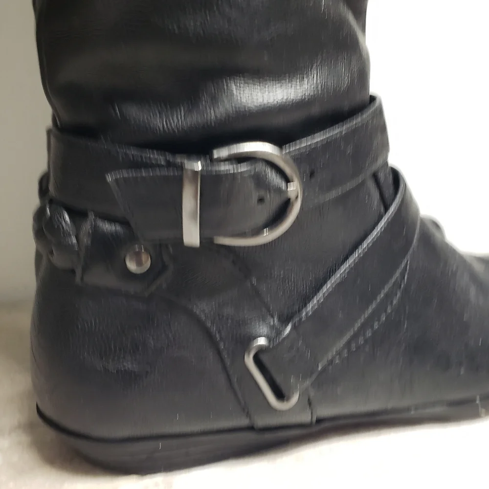 White Mountain Knee-High Boots Size 7 Black Fairfield Rider Boots